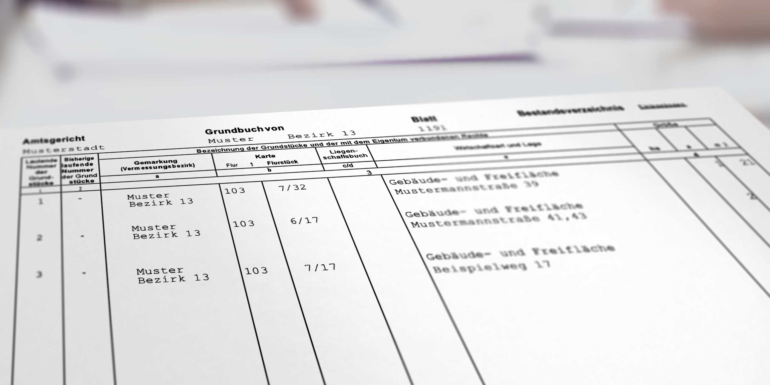Grundbucheintrag im Grundbuch Essen