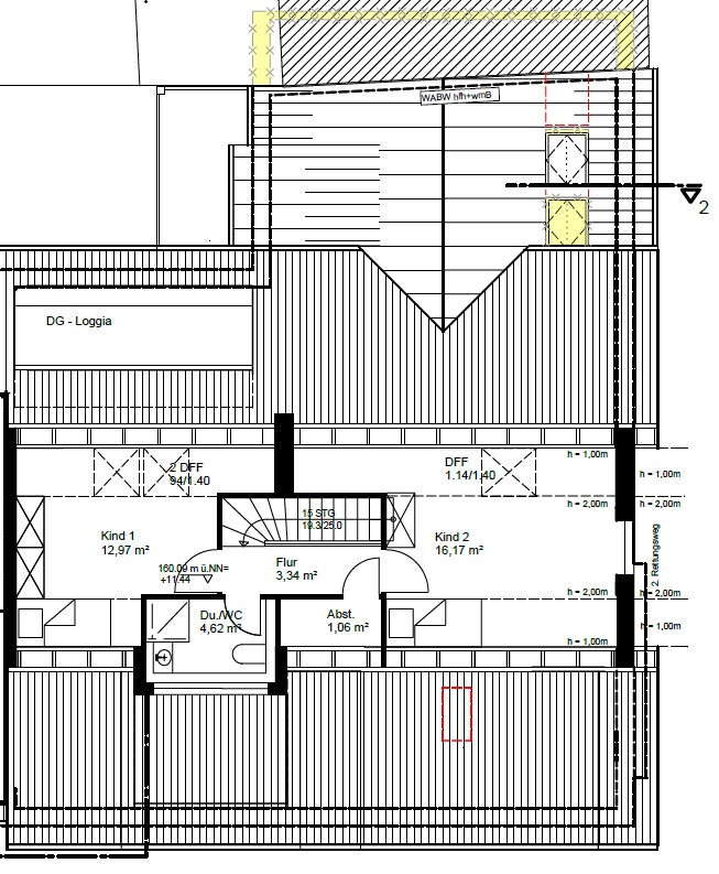 Grundriss zweite Ebene Penthousewohnung Velbert