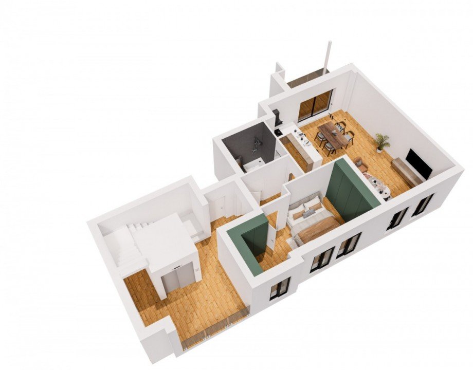 3D-Ansicht - Grundriss Etagenwohnung Velbert